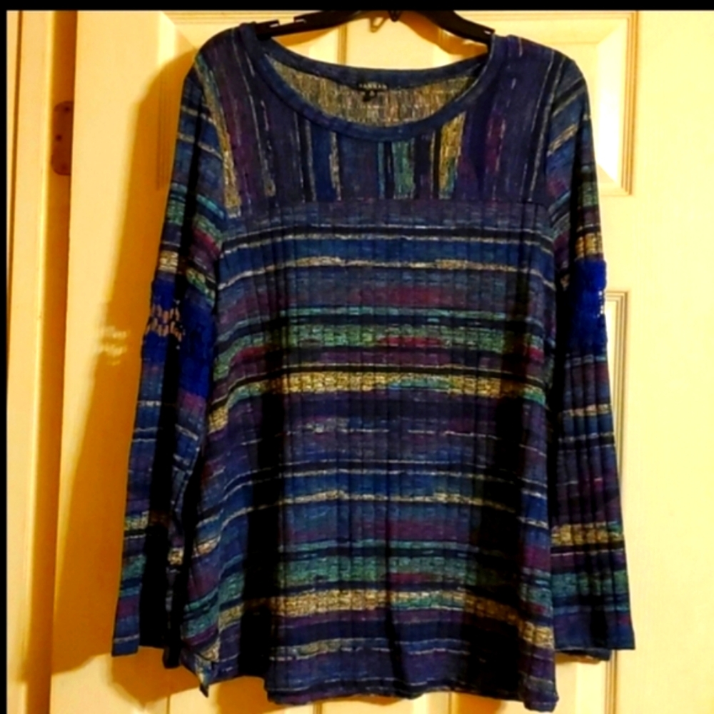 Hannah Long Sleeve Multi Color Women's Blouse Size XL